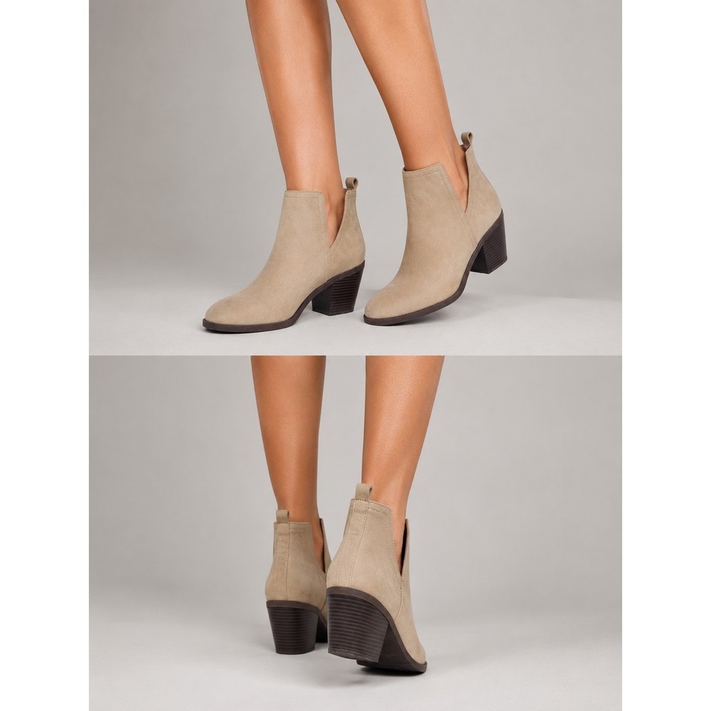 ZBY  Ankle Booties Women's Size 7.5 Tan Suede Preppy Casual Dressy Hipster‎